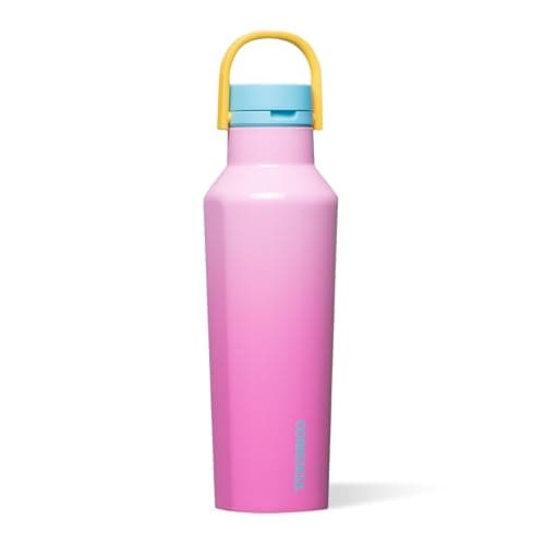 Corkcicle Sport Canteen - Keeps Drinks Cold 25 Hours - Stainless Steel Water Bottle - Triple-Insulated - Spill-Proof - Summer Drinkware Gift - Keeps Drinks Ice Cold - 20 oz - Pink Pop