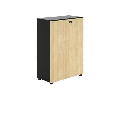 LICONG-2019 File Cabinets Original Wood Color + Black Office Double Door with Partition Storage Short Cabinet File Wooden with Lock Data