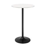 Pazidom Round Bar Table 40" Height Modern Cocktail Table with Solid Top & Sturdy Metal Base, Bistro Table for Bistro, Home, Kitchen or Dining Room, White