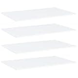 KGFHERENB Bookshelf Boards 4 pcs Set, 31.5" x 19.7" x 0.6" White Wall-Mounted Shelves for Home Office, Durable Engineered Wood Storage Rack Panels for Library and Study Room