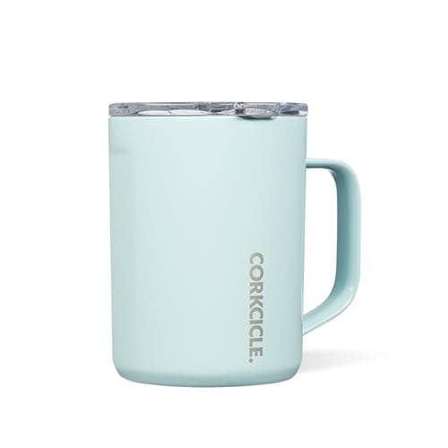 Corkcicle Classic Coffee Mug - Triple Insulated Stainless Steel for Travel - Shatter-Proof Lid - Keeps Drink Hot Over 3 Hours - Holiday Mug Gift - Great for Gifting Warmth - 16 oz - Powder Blue