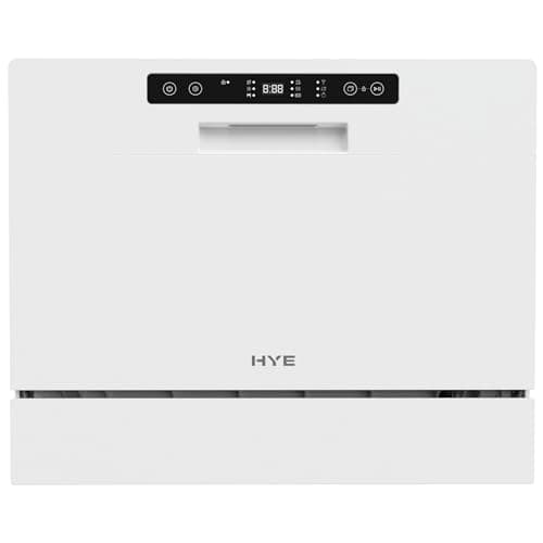 HYE Black 55cm Table Top Dishwasher, 6 Place Settings, 6 Wash Programs, Quiet 52dB Operation, Compact Countertop Design – DW016TTW25