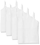 Amazon Essentials Girls' Cotton Shelf Layering Camisole with Adjustable Straps, Pack of 4, White, Large
