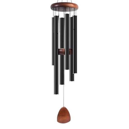 28 Inch Wind Chimes Outdoor with 6 Tuned Tubes and Catcher for Yard Patio Garden Home Decoration Gift Mediterranean Style Metal