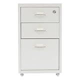 Eypkaol Vertical File Cabinet, Locking 3 Drawer Filing Cabinet, Mobile Rolling File Cabinet with Wheels, Steel Office Storage, Quiet Glide, Holds Letter/A4 Size, White
