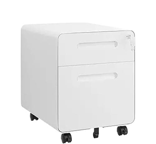 UXALoH6 Mobile File Cabinet 3 Drawers File Cabinet, Mobile Filing with Lock, Steel, Fully Assembled Except Casters, for Home Office, for A4, Letter(White)