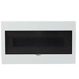 16 Space Breaker Panel, Indoor Load Center with DIN Rail, Flush Electrical Box Home Wiring, 40x10x21cm White(16-)