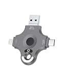 ZOIOT Fingerprint USB Flash Drive,No App Needed, 4-in-1 Connector (Lightning/USB-A/USB-C/Micro USB) for iPhone Android PC Mac,Pure Hardware Encryption,Offline Setup,Emergency Reset (64.0, GB)