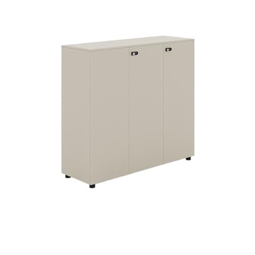XJOYSL7921 File Cabinets ﻿ White Three Door Low Cabinet Conference Room Pantry Office Filing Partition with Lock Vertical File Cabinets