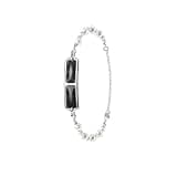 Smart Bracelet for Women, Crystal Jewelry Fitness Tracker,IP68 Waterproof (Black &Pearl Chain)
