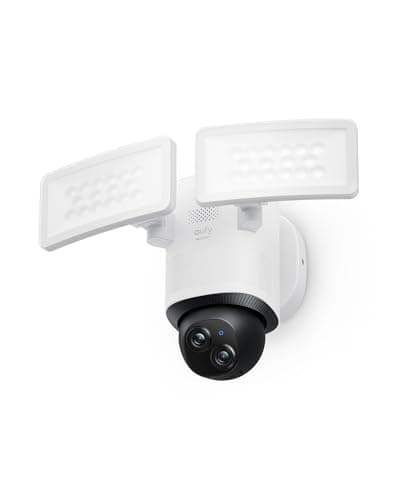 eufy Security Floodlight Camera E340 Wired,360° Pan and Tilt,24/7 Recording,Dual-Band Wi-Fi, 2,000 Lumens,Motion-Activated,Dual Camera,HomeBase 3 Compatible,Local Storage,No Monthly Fee (Renewed)