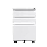 LYkotama Space Saving 3 Drawer Mobile File Cabinet with Wheels and Lock, Compatible with Letters/Legal, Under Desk Metal Rolling Filing Cabinet for Home Office Organizer, (Assembly Required)