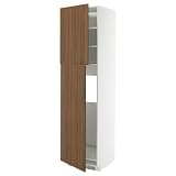 ProTuning METOD High Refrigerator Cabinet with 2 Doors, White/Tea Taupe Brown Walnut Effect, 60x60x220cm