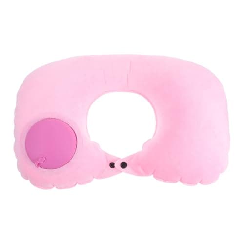 ABOOFAN Inflatable U-Shaped Travel Neck Pillow, Portable Soft Crystal Velvet Material, 1pcs Pink, Comfortable Support for Airplane, Car, Train, and Self-Driving Trips