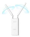 BrosTrend AC1200 Outdoor WiFi Extender Long Range, Dual Band 5GHz + 2.4GHz, IP65 Weatherproof Gigabit Signal Booster, PoE Powered, with Passive PoE Injector, 2x 5dBi Antennas, Works for Yard, Farm, RV