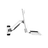 Monitor Stand- White Single Arm Single Screen with Engineered Tray Wall Mount Monitor Stand for 15-27 Inch Screens Adjustable Desk Mount