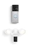 Ring Battery Doorbell Plus (newest model), Nickel Silver with Floodlight Cam, Wired (newest model), White