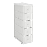 CAIYUN Narrow Dresser with 5 Fabric Drawers for Bedroom, White