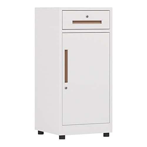 ZGLINMZ Locking Filing Cabinet with 1 Drawer & 1 Door Secure File Storage for Home Office White File Cabinet with Lock Stylish and Functional Storage Solution.
