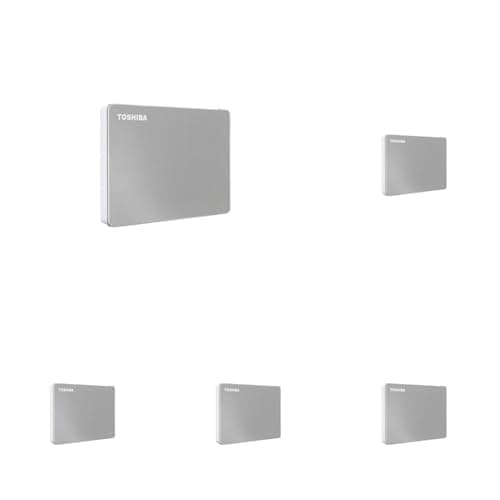 TOSHIBA Canvio Flex 2TB Portable External Hard Drive USB-C USB 3.0, Silver for PC, Mac, & Tablet - HDTX120XSCAA (Pack of 5)