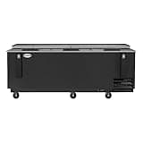Pemberly Row 95" Commercial Bottle Cooler, 29.7 cu. ft. Capacity, Black Finish, Built-in Opener, 3 Doors, 5 Shelves, Digital Temperature Control, Freestanding Refrigeration for Bars and Restaurants