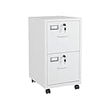 AFAIF 2 Drawers File Cabinet on Wheels, Metal Vertical File Cabient with Lock, Mobile File Cabinet for Office Home Legal/Letter/a4 Size Require Assembly