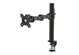 Amazon Basics Single Computer Monitor Stand with Cable Management, Height Adjustable VESA Desk Arm Mount, Fully Adjustable Tilt and Rotation, Steel, Black, Fits 13-30" Screens