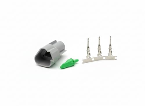 DT04-3P 3 Pin Connector Kit, Waterproof Automotive Electrical Plug, DT Series Male Connector with 3 Solid Contacts & W3P Wedge Lock, 14-20 AWG