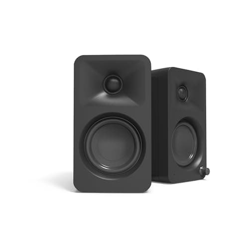 Kanto ORA 100W Powered Reference Desktop Computer Speakers with Bluetooth 5.0 and USB-C Input | Bi-Amplified | 100 Hz Automatic Crossover | Reference Quality Sound | Pair | Black (Renewed)
