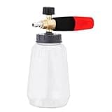 Shophubio Pressure Washer Foam with 1/4 Quick Connect, 1L Soap Bottle for Car Truck Boat, Adjustable Nozzle Foamer Pot Attachment(Red Black 1L)