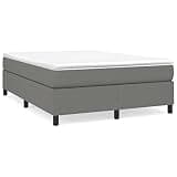 KPOTUERTU Queen Size Box Spring Bed Frame Dark Gray Fabric, Sturdy Supportive Legs and Plywood Slats for Stability, Breathable Durable Cover