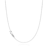 WishChic Solid 925 Sterling Silver Necklace for Women, 1.1mm Dainty Cable Chain Silver Necklace for Women Non Tarnish & Sturdy Women's Chain Necklace, 18 Inches