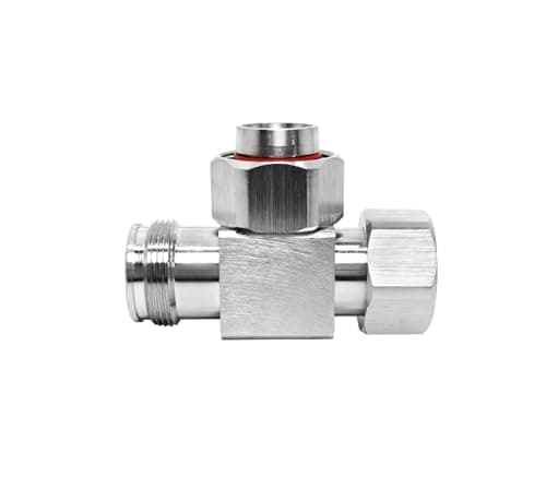 BJDZ 50 Ohm T-Style 4.3-10 L20 Male to Male to Female RF Adapter for Telecom and Test Devices