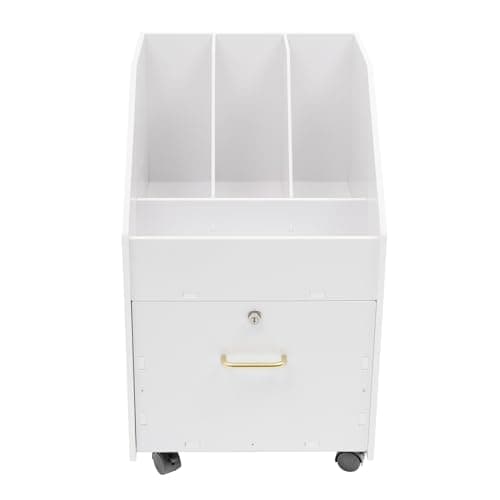 QIUTMER Mobile File Cabinet with Lock, Drawer Rolling File Organizer with 3 Open Compartments, Under Desk Rolling File Holder for Home Office