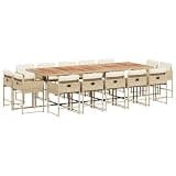 Makastle 15 Piece Patio Dining Set with Cushions Beige Poly Rattan
