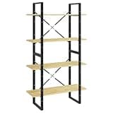 UBVNFGMK 4-Tier Book Cabinet 31.5x11.8x55.1 Inches Solid Pine Wood Bookshelf for Home Office, Industrial Style Storage Unit with 4 Shelves