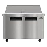 Pemberly Row 46" 2-Door Refrigerated Mega Salad & Sandwich Prep Table, 14 Cu. Ft. Capacity, Stainless Steel, Digital Temperature Control, Adjustable Shelves, Freestanding Commercial Kitchen