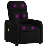 KMUNGDWG Manual Reclining Chair with Side Pocket, Black Fabric Massage Recliner Chair with 6 Massage Points, 135 Degree Tilt and USB Powered Vibration