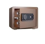 fireproof safe Small Home Safe with Touch Screen Keypad Electronic Security Safe Alarm System, for Hotel Dorm Office(Brown)