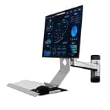 Monitor and Keyboard Wall Mount, 360° Rotation Foldable Stand-Up Workstation with Keyboard Tray & CPU Holder, Ultrawide Mechanical Monitor Bracket Fits 15-27 Inch Monitors(Silver,60x21cm)