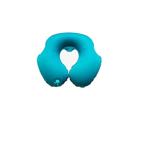 Inflatable Travel Pillow Soft Velvet Neck Support Pillows for Airplanes Car and Home Washable Cover with Portable Pack Sack,Color:, red