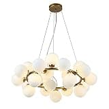 HAOREBAIYU 25-Lights Bubble Glass Chandelier,11.81In Adjustable Height Milky White LED Pendant Light with Glass Globe Shades,27.1In Bubble Ball Chandelier for Dining Room Living Room Hotel