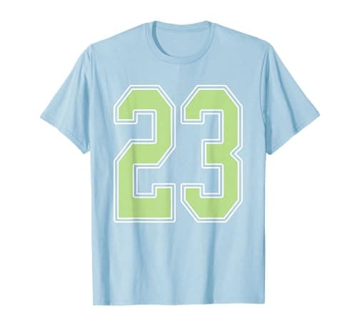 Sage Green and White Number 23 Jersey Player Uniform #23 T-Shirt