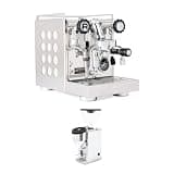 Rocket Appartamento 2.0 Espresso Machine (White) Bundle with Faustino Espresso Grinder (Chrome) - Matching Machine & Grinder Duo