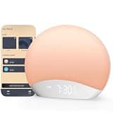 REACHER R7APP Smart Sunrise Alarm Clock with App Control, Custom Wake & Sleep Routines - Multi Sunrise Color, White Noise Sound Machine, Dimmable Display | Night Light, Screen-Free Sleep
