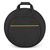 22 Inch Cymbal Bag for Drummers, Padded Cymbal Case with 10mm Cotton Padding, 600D Water-Resistant Nylon Oxford, Dividers, Front Pocket and Reinforced Handle, Black