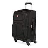 SWISSGEAR Sion Softside Expandable Spinner Luggage Durable Lightweight Travel Suitcase, Black, Checked-Medium