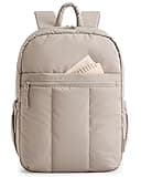 BAGSMART Backpack for Women, Travel Backpack with Large Side Pocket, 15.6 Inch Work College Backpack Purse, Waterproof Business Teacher Laptop Bag, Camel