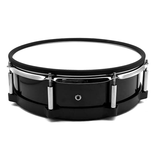 Beatello 14" Electronic Digital Snare Drum, Authentic Acoustic Feel with Stainless Steel Metal Shell, 6-Zone High-Sensitivity Trigger Pad, Rim Shot & Cross Stick, Universal Output, Silver