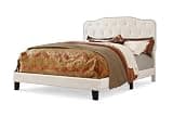 First of a Kind Queen Bed Frame, Gray Linen Fabric Panel Bed with Tufted Headboard, Silver Nailhead Trim, Upholstered Bedroom Furniture